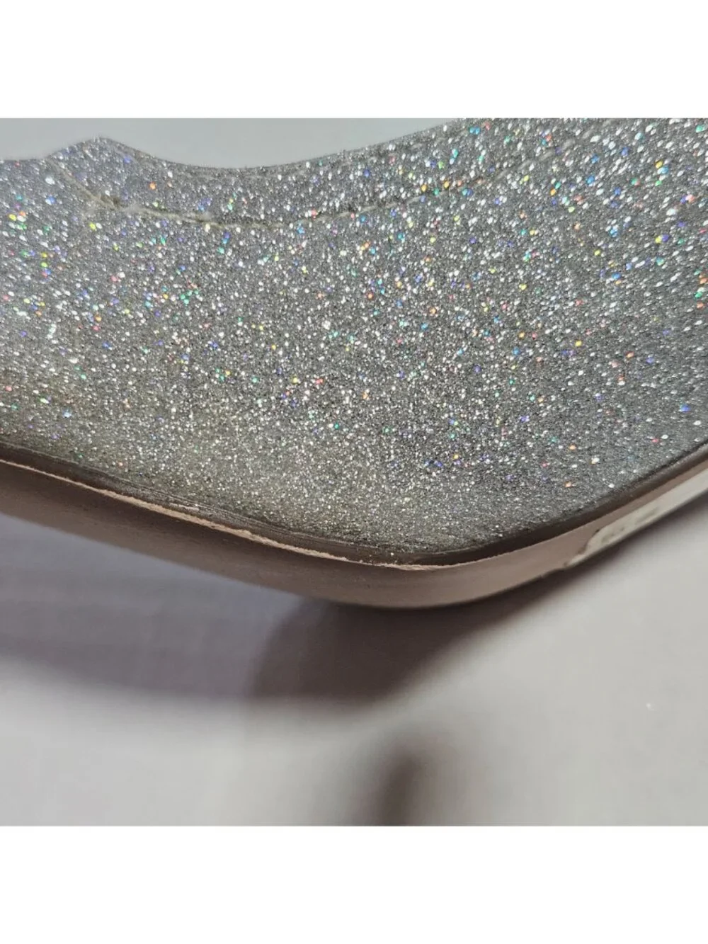 Woman's J.Adams retro Mary Jane style silver glitter eyelet ankle strap pumps 6